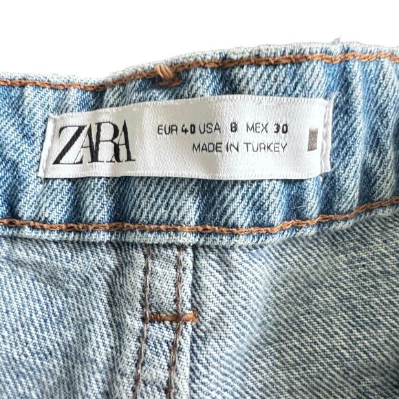 Zara Women's Destroyed Denim Short Cut Off Frayed Hem Hi-Rise Light Wash Size 8 - Picture 8 of 12